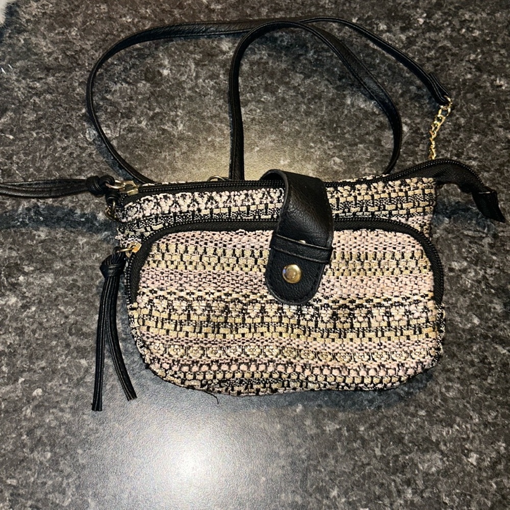 Gold/black/blush crossbody purse